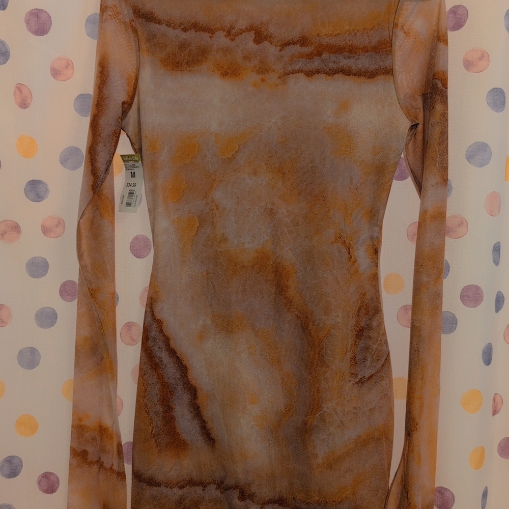Long Sleeve Marble Print Dress